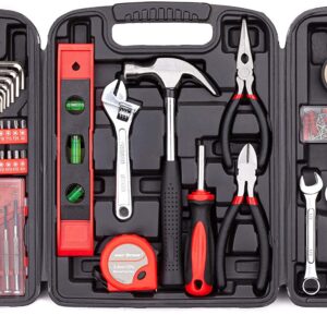 Cartman 136Piece Tool Set General Household Hand Tool Kit with Plastic Toolbox Storage Case